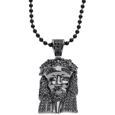 Iced Out Bling Micro Pave Kette MINI JESUS schwarz