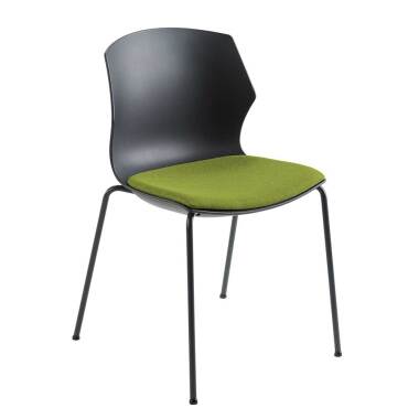 Küchenstuhl in Grün & Essstuhl in Schwarz und Grün Kunststoff und Webstoff