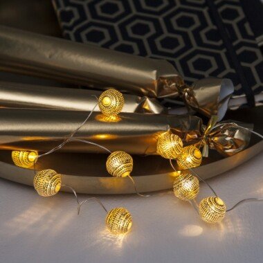 LED Draht Lichterkette goldene Mini Kugeln
