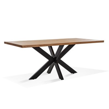 Massivholz-Tisch & TENNESSEE Massivholztisch, Eiche / Metallgestell Doppel-X