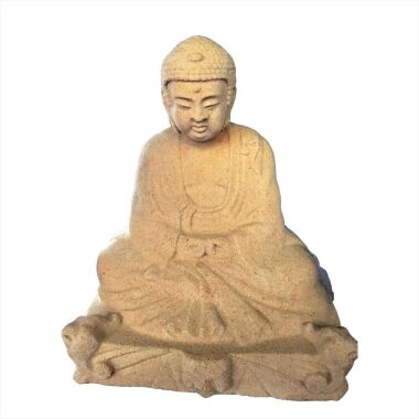 Sitzende Buddha Figur aus Steinguss Mangala