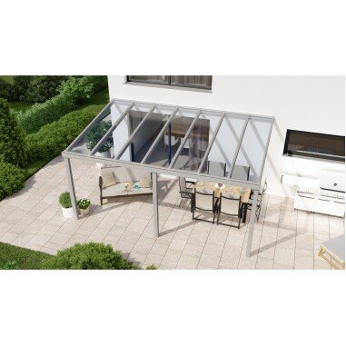 Terrassenüberdachung Professional 500 cm x 250 cm Grau Struktur Glas