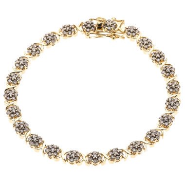 Brillant-Armband, champagnerfarben, Silber 925  x Diamant