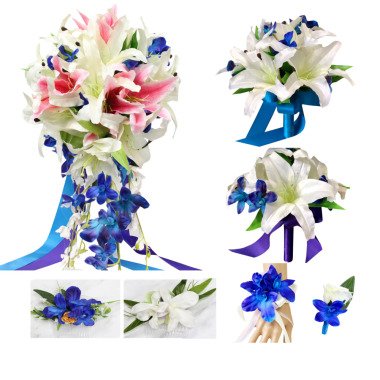 Hochzeitspaket-Lilie Orchidee Rosen-Bouquet