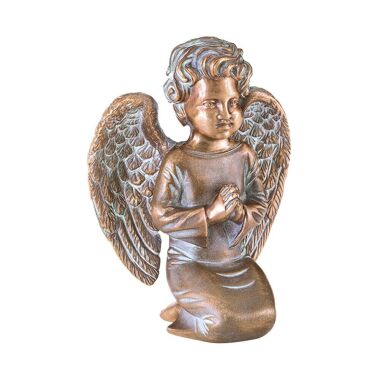 Kniender Bronze-Engel kleine Gartenfigur