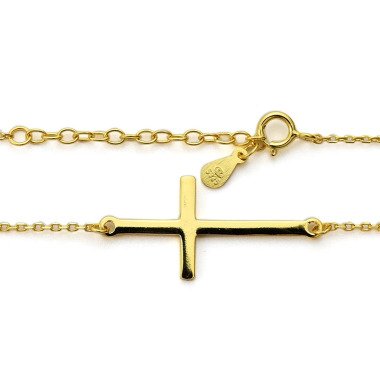 Kreuzkette Halskette Kreuz 925 Silber Vergoldet