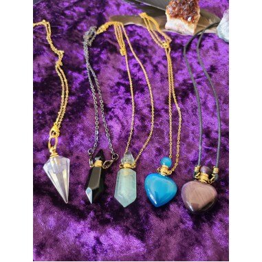 Kristallfläschen Pendel Halsketten Verschiedene Farben Und Steine