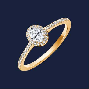 Micro Cathedral Medium Oval Ring 18k Gelbgold