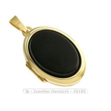 Onyx Cabochon Gold 585 Medaillon black