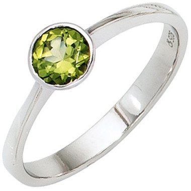 Peridot-Ring aus Silber & SIGO Damen Ring 925 Sterling Silber rhodiniert 1 Peridot grün Silberring