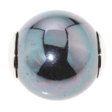Perlen-Gleiter, MK-Perle, ca. Ø 16 mm, SI 925 pol.  x peacock