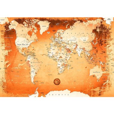 Poster Weltkarte in Orange