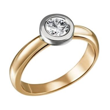 Stella Diamant Ring 750/- Bicolor 1 Brillant