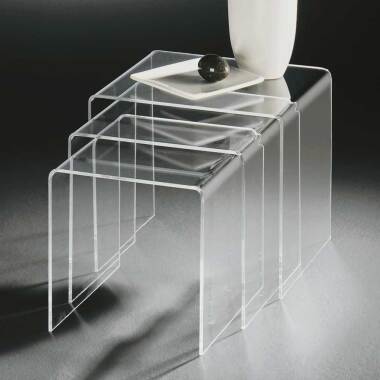 Wohnzimmer Glastisch & Tischchen Set aus Acrylglas modern (dreiteilig)
