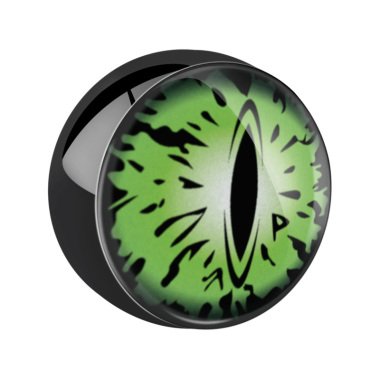 Zungenpiercing in Schwarz & Schwarze Kugel mit Bild, Chirurgenstahl, grün