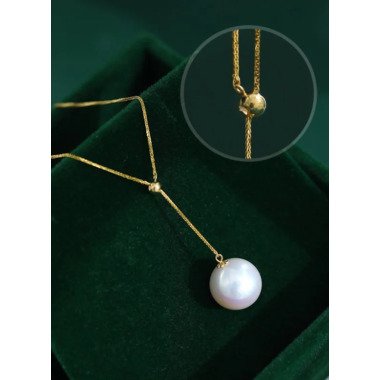 12mm Natürliche Hochglanz Weiße Perle Y Halskette