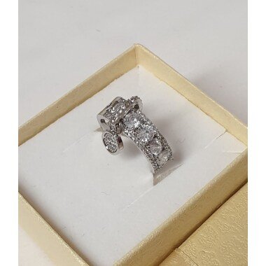 17, 1 Mm Silberring Ring Mit Anhänger Rund Silber 925 Kristalle Edel Glitzer