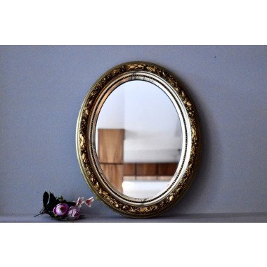 Antiker Frankreich Ovaler Spiegel in Vergoldeter