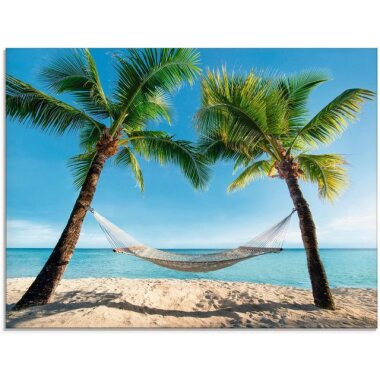 Artland Glasbild Palmenstrand Karibik mit