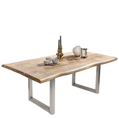 Baumkantentisch & Rustikaler Tisch mit Baumkante Mangoholz und Metall
