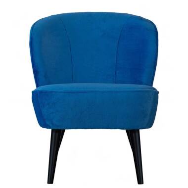 Blauer Lounge Sessel im Retrostil Vierfußgestell