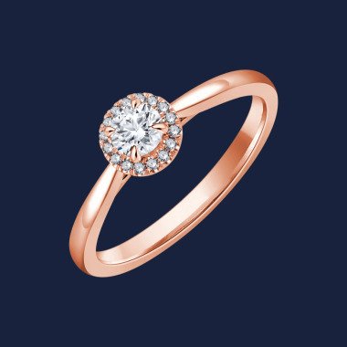 Cathedral Halo Pinched Round Ring 18k Rosegold