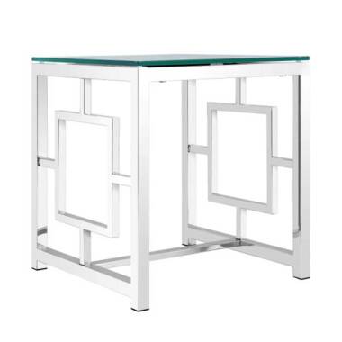 Designtisch mit Klarglasplatte 4-Fußgestell aus Edelstahl
