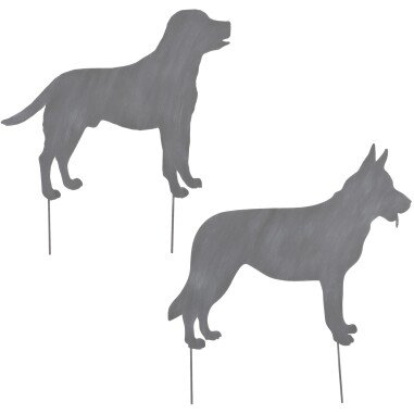 Gartenstecker Hund Grau Sortiment 2 54 x 56 cm (LxH)