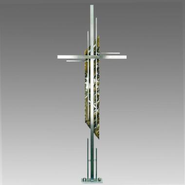 Grabkreuz modern aus Edelstahl & Bronze handgeschmiedet Tacere
