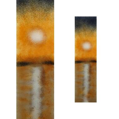 Grabornament & Glasstele stilvoller Sonnenaufgang über dem Meer Glasstele S-143 / 15x60cm (Bx