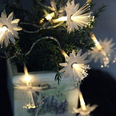 LED Lichterkette Blume aus Fiberglas 10 warmweiße