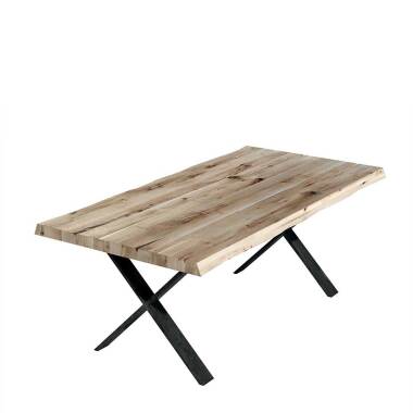 Loft Design Esstisch aus Eiche Massivholz und Metall 200 cm breit