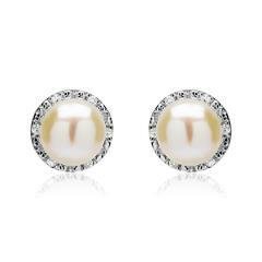 Ohrstecker 585er Weißgold Diamanten Perlen
