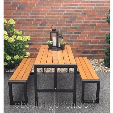 Promex Gartenmöbel-Set, 2 Bänke, 1 Tisch