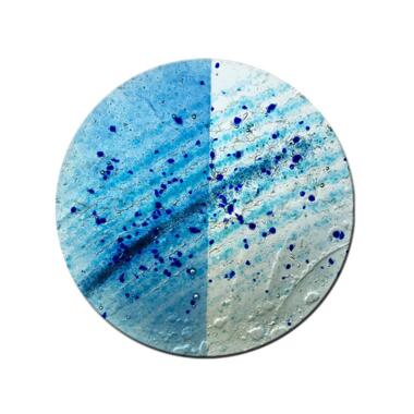 Rundes Glaselement blau-weißes Muster Glasornament R-66 / 15cm