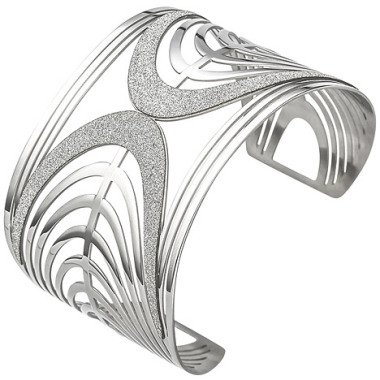 SIGO Armspange / offener Armreif aus Edelstahl mit Glitzereffekt Armband breit