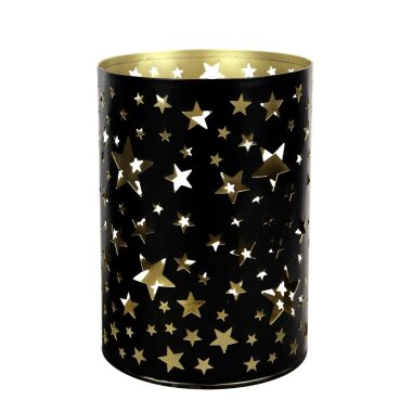 TrendLine Windlicht Metall Sterne Ø 13 cm schwarz-gold
