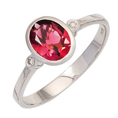Turmalin-Ring in Gold & SIGO Damen Ring 585 Gold Weißgold 1 Turmalin rosa