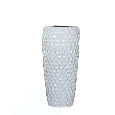 XXL Vase mit Einsatz Polystone Weiß hochglänzend