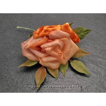 Ansteckblume & Haarschmuck und Brosche Blume orange Samt-Mix verspielt