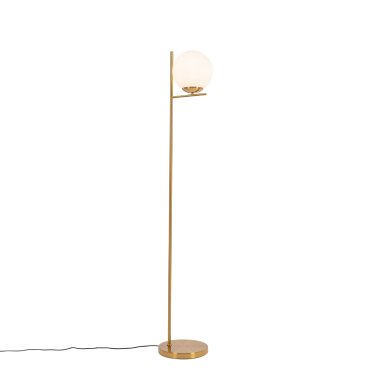 Art-Deco-Stehlampe aus Gold und Opalglas – Flore