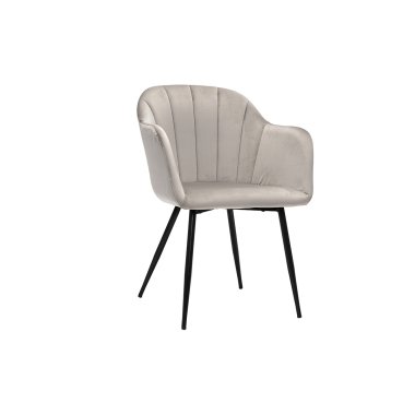 Design-Stuhl aus taupefarbenem Samt mit Füßen