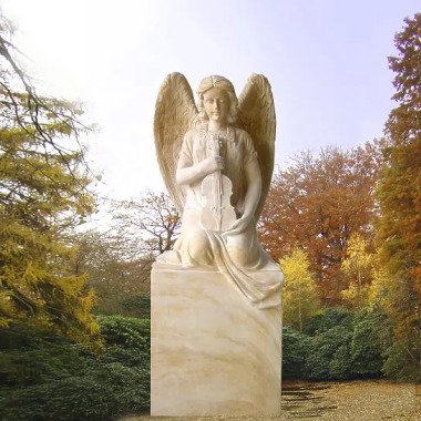 Engel Skulptur mit Engel & Engel Grabstein mit Geige