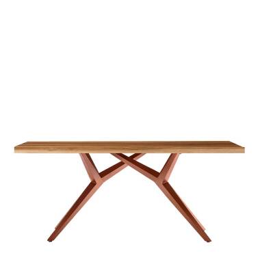 Esszimmer Tisch mit Design Gestell Teakfarben und Braun