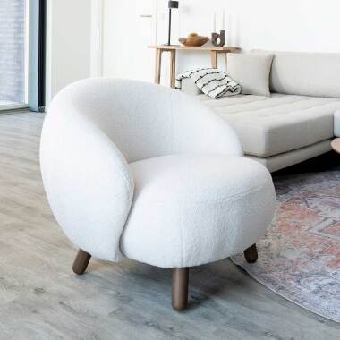 Fernsehsessel aus Massivholz & Lounge Sessel in Offwhite Skandi Design