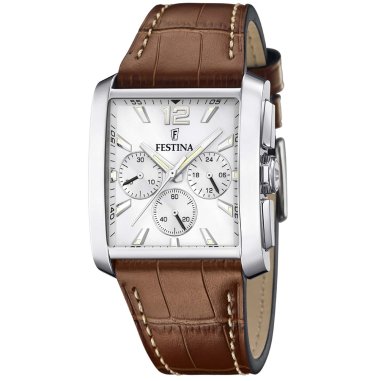Festina Teure Uhr & Festina F20636-1 Men's Chronograph Brown Leather Strap Wristwatch