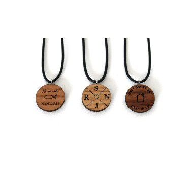 Halskette Aus Holz Mit Gravur Personalsiert, Viele Motive Zur Auswahl