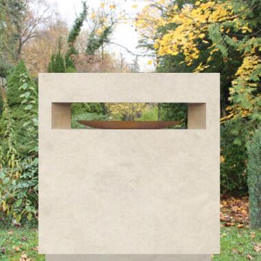 Holzurne aus Holz & Kleiner Grabstein Urnengrab mit Holz Gestaltung Quadra