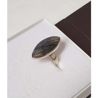 Labradorit-Ring aus Metall & 19, 1 Mm Eleganter Ring Silberring Silber