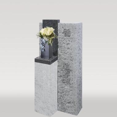 Modernes Kalkstein-Grabmal für ein Doppelgrab